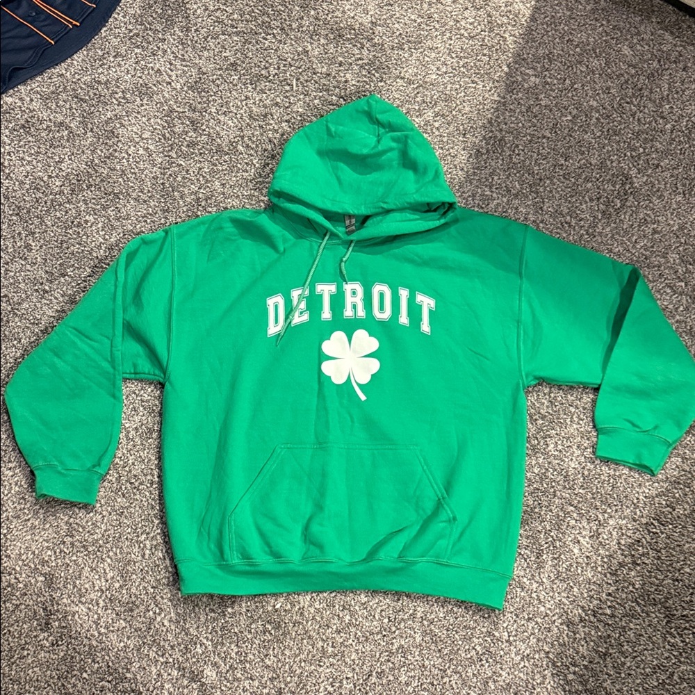 Green Detroit Hoodie with Shamrock - XL